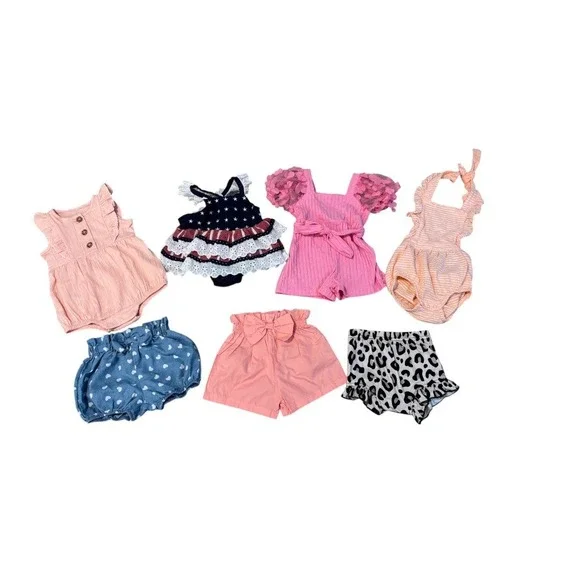 22 Piece Baby Clothes Lot Rompers Bodysuits Overalls Outfits Sets NB-3M - Picture 2 of 7